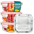 thumbnail image 1 of Glass Portion Control Bariatric Containers (3 Pack), 1 Cup Food Containers with Two 4 oz Compartments, 4oz Food Storage Containers for meal prep, Microwave Safe Glass Portion Containers with Lids, 1 of 8