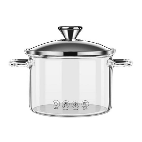 Glass Pot for Cooking with Lid,Heat Resistant Soup Pot,Transparent Casserole Soup Bowl Glass Pots for Soup, Milk,Pasta