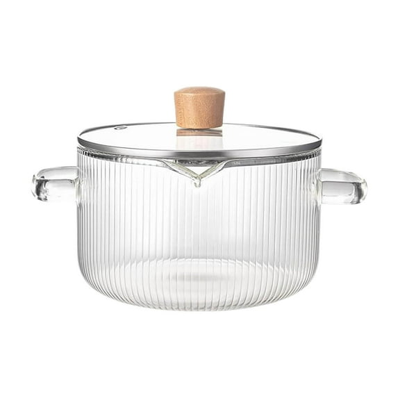 Glass Pots for Cooking on Stove, Glass Cooking Pot with Lid, Heat-Resistant Simmer Pot for Stove Potpourri, Saucepan Pot FIts for Cooking, Soup, Milk, Tea