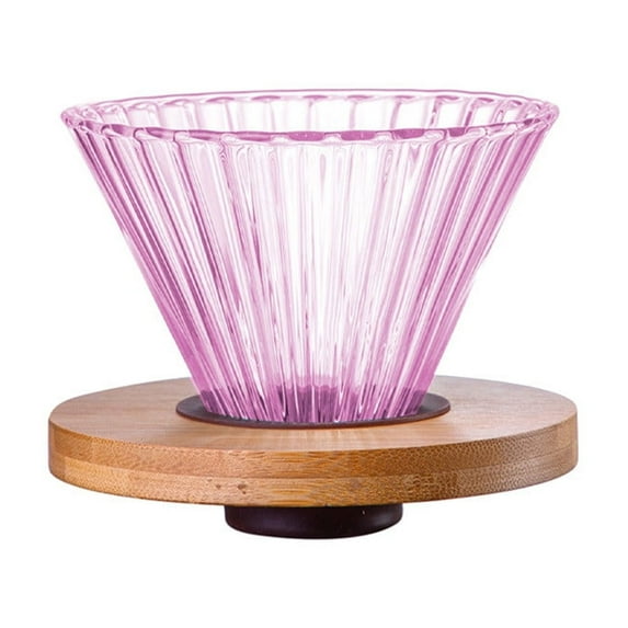 Glass Pour Over Coffee Maker with Reusable Filter & Wooden Base | Portable Hand Drip Coffee Maker for Home, Office & Travel | Includes 1pc Glass Coffee Filter Mug in Multiple Colors