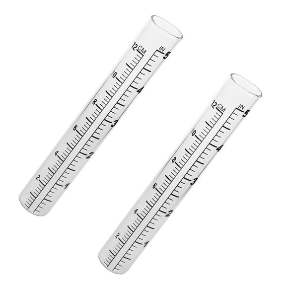 Nicehomfit 2Pcs Glass Test Tube with Scale Flat Bottom Rain Meter for Farming and Climate Research