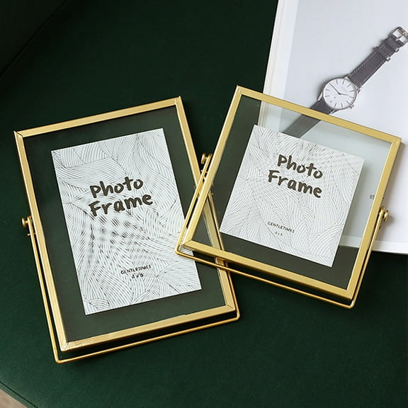 Glass Pressed Flower Frame Handmade, Glass Floating Picture Frames Tabletop Brass Photo Frame for DIY Dried Flowers Home Plant Specimen, Rectangle Horizontal,Black (FRAME ONLY)