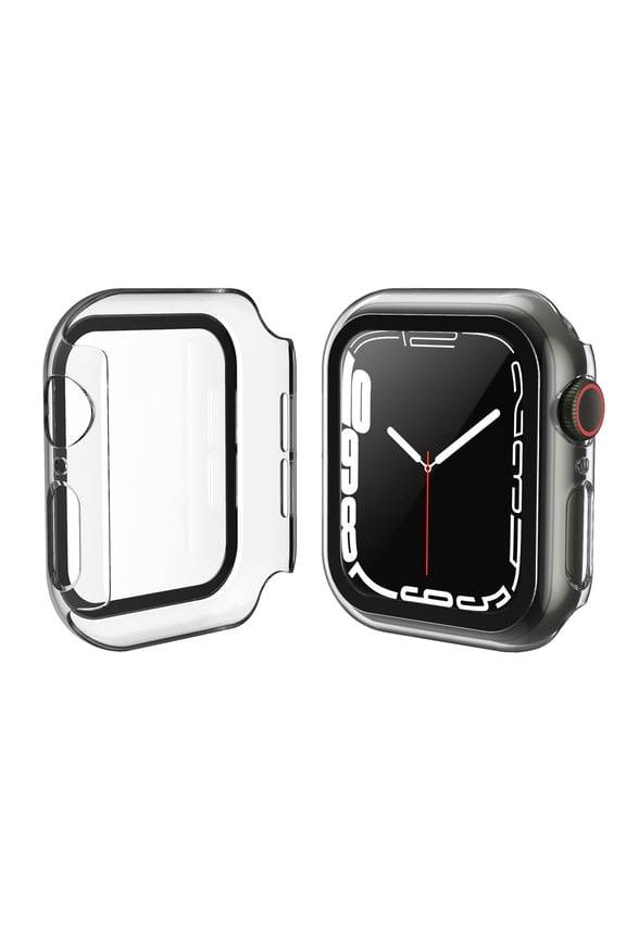 Glass Protective Case For Apple Watch Series 7 45mm Durable Scratch Resistant Waterproof Fit Does Not Affect Button Use Easy To Install And Remove Clear Screen Protection White