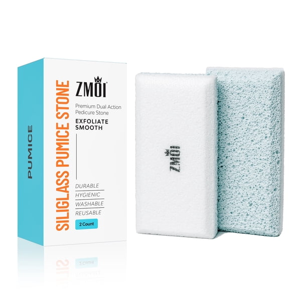 Glass Pumice Stone 2 Pack Callus Remover for Feet, Elbows, Hands, and Knees, Spain Made - 2 in 1 Pedicure Exfoliator and Scrubber for Rough, Hard Skin (Teal Color)