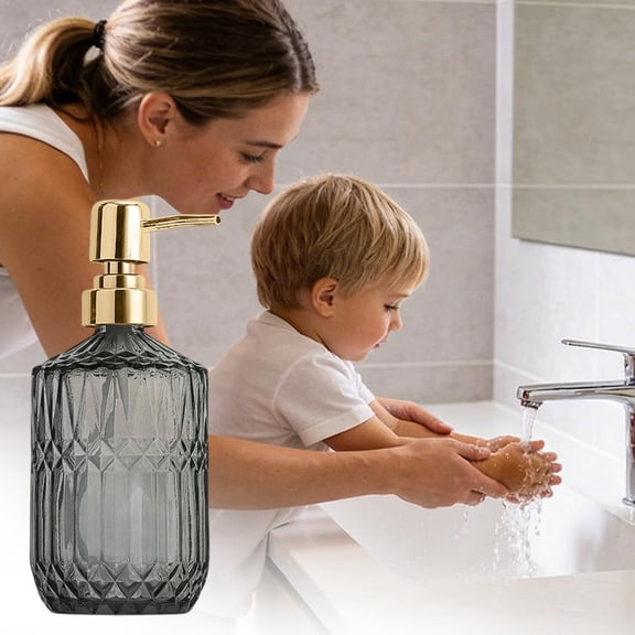 Glass Pump Bottles with Textured Bands for Shampoo, Body Wash & Soap Dispenser