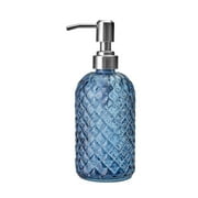 Glass Pump Soap Dispenser Bottle with 304 Stainless Steel Pump Stylish Durable Hand Soap Dispenser Empty for Hotel Countertop Blue