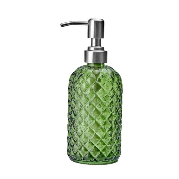 Glass Pump Soap Dispenser Bottle with 304 Stainless Steel Pump Stylish Durable Hand Soap Dispenser Empty for Hotel Countertop Green