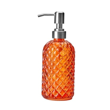 Glass Pump Soap Dispenser Bottle with 304 Stainless Steel Pump Stylish Durable Hand Soap Dispenser Empty for Hotel Countertop Orange