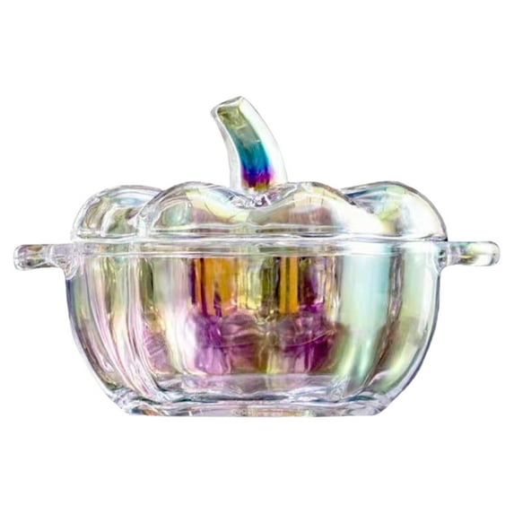 Glass Pumpkin Candy Jar with Lid | Halloween Themed Candy Bowl for Home Decor | Transparent Pumpkin Jar with Cover for Party Wedding | Decorative Dish for Treats and Snacks
