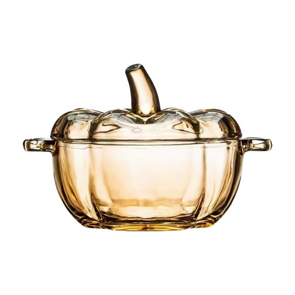 Glass Pumpkin Candy Jar with Lid Large Storage Container for Halloween Treats, Candies and Cookies and Fall Dcor Display