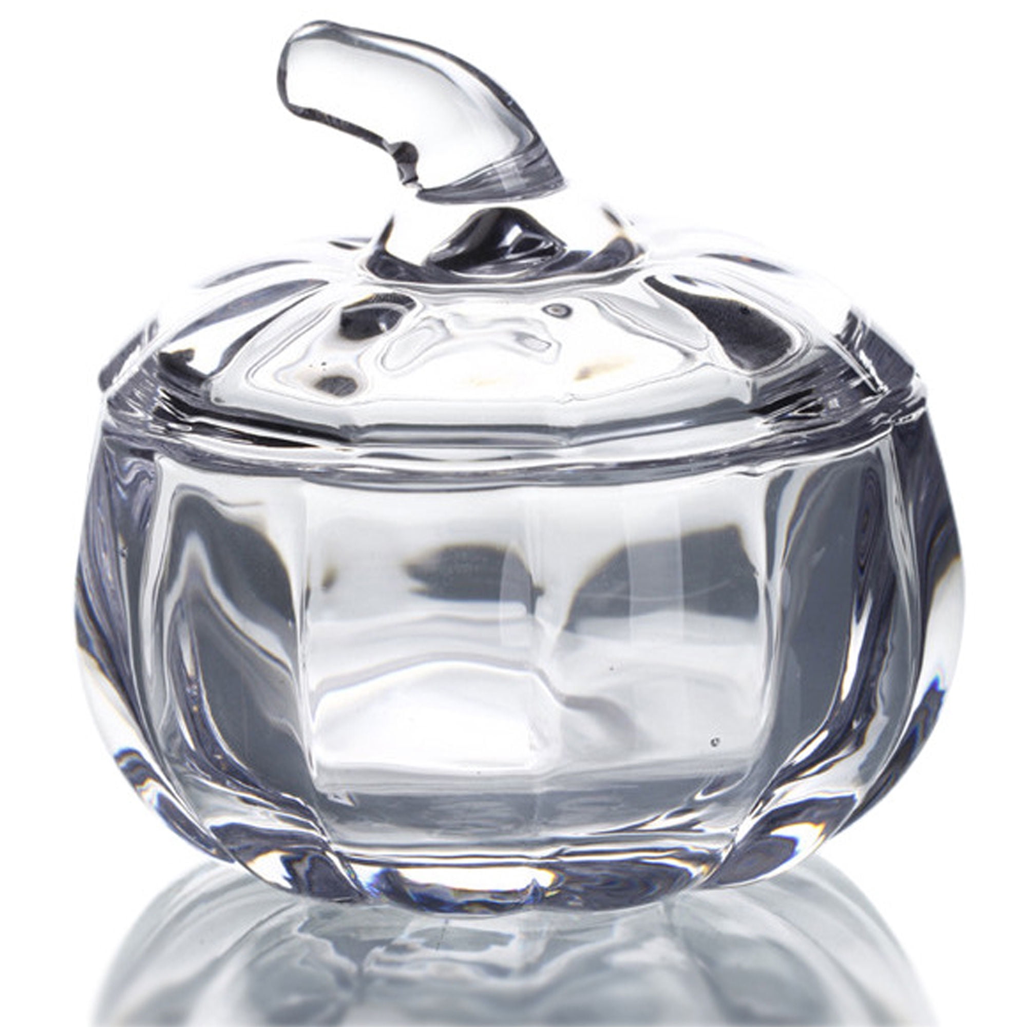 Glass Pumpkin Jar With Lid, Glass Candy Bowl For Halloween Christmas Home Decoration, Crystal