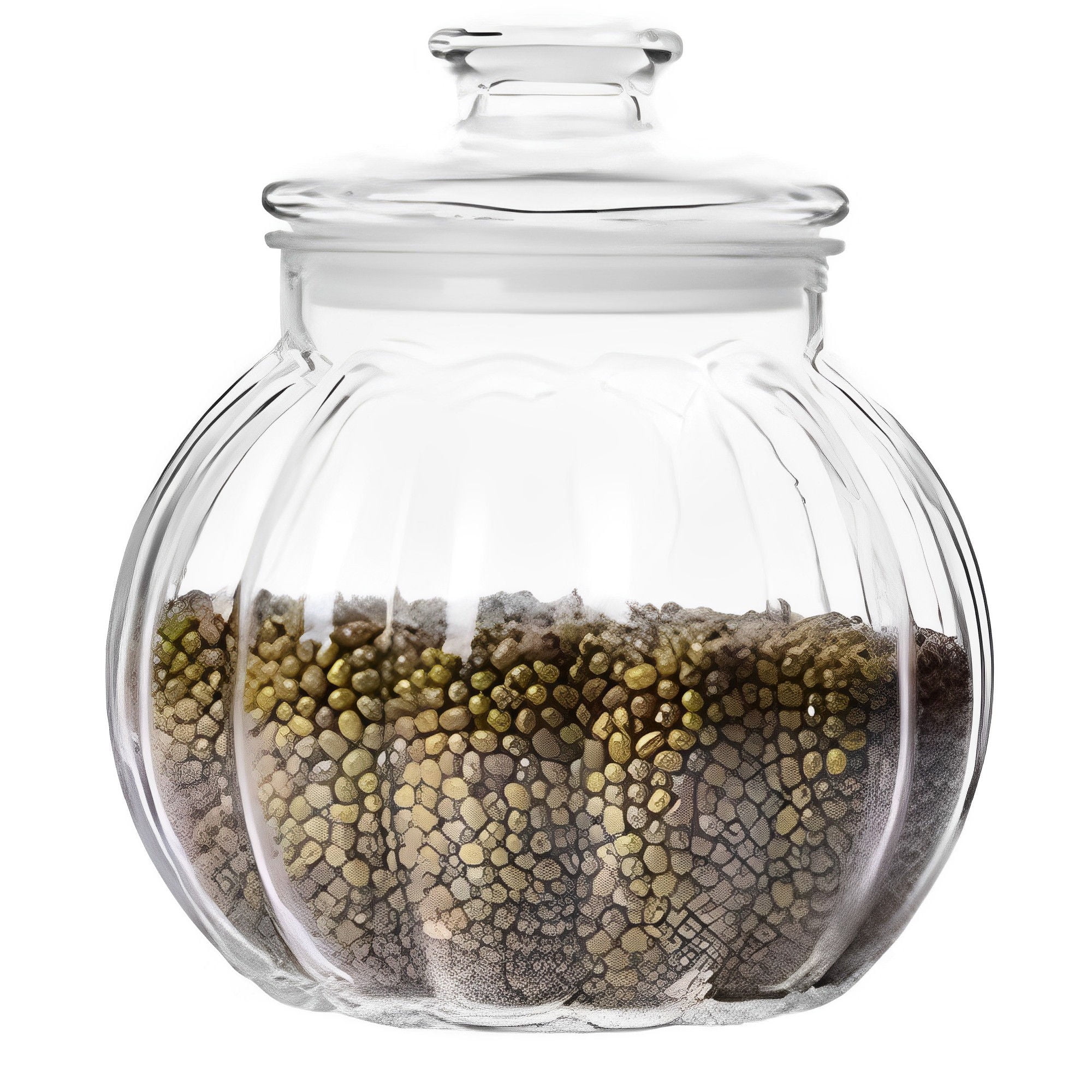 Glass Pumpkin Jar With Lid, Clear Pumpkin Storage Pot For Candy Snacks