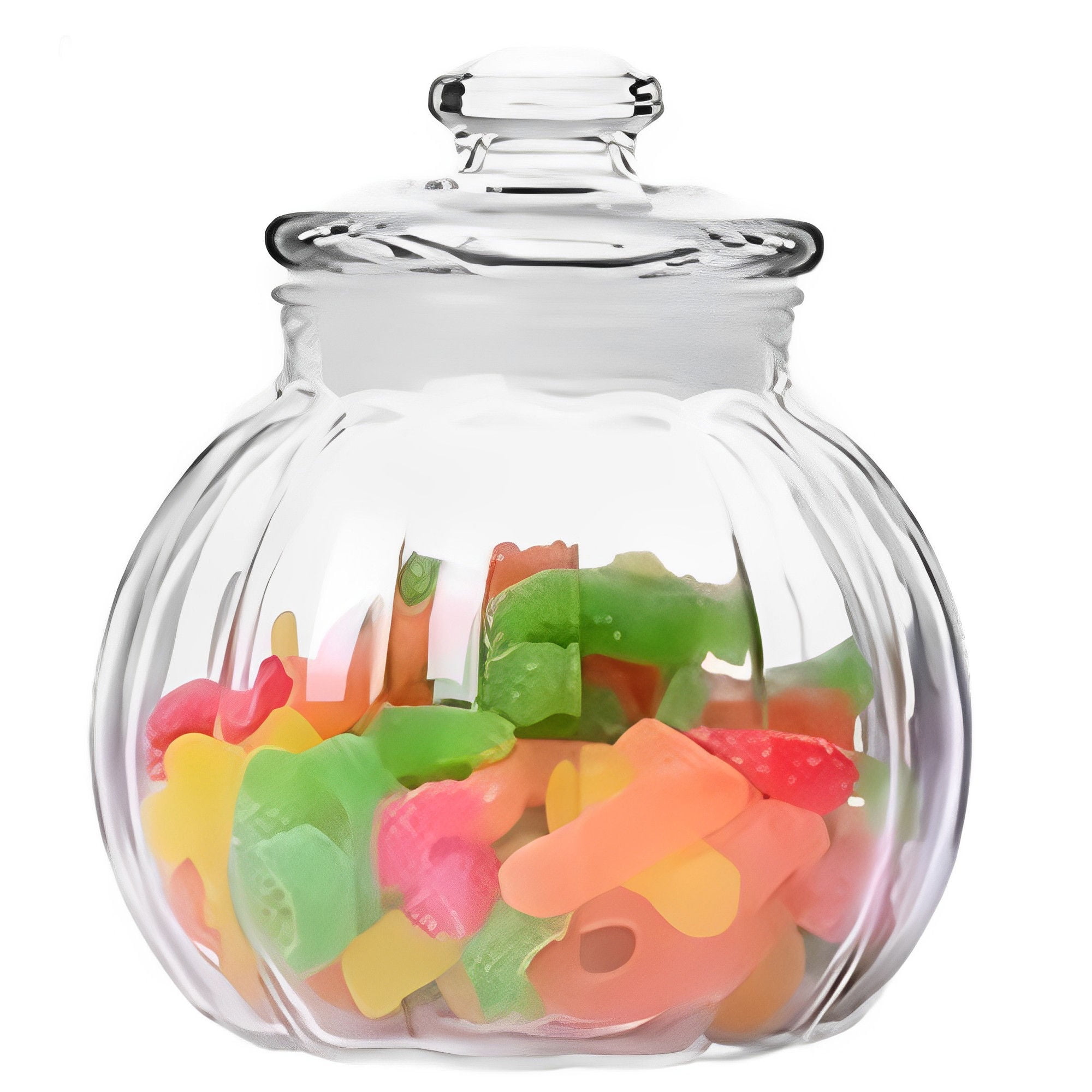 Glass Pumpkin Jar With Lid, Clear Pumpkin Storage Pot For Candy Snacks