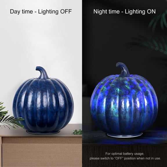 Glass Pumpkin Lantern with Timed LED Lights, Rose Blue Halloween Hot Selling Decorative Lantern for Fall Events