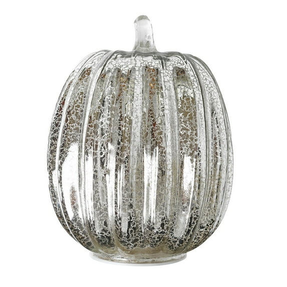 Glass Pumpkin Light, Battery Operated Glittering Glass Pumpkin Lamp for Fall, Halloween, and Thanksgiving Tabletop or Home Décor