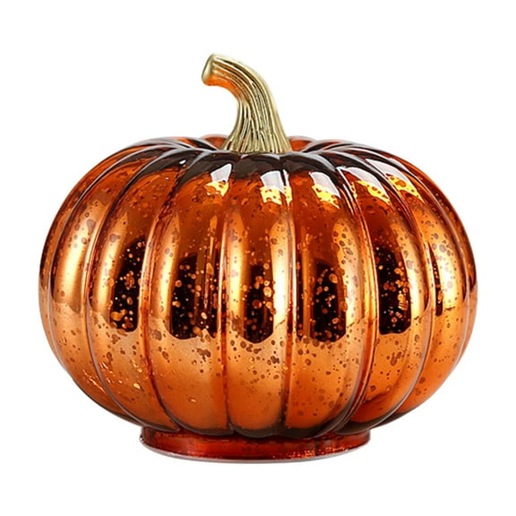 Glass Pumpkin Light LED Fall Lamp Fall Home Decor Thanksgiving Night Light for Bedroom Bathroom Hallway Halloween Decoration Table Centerpiece