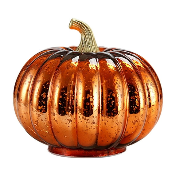 Glass Pumpkin Light LED Fall Lamp Fall Home Decor Thanksgiving Night Light for Bedroom Bathroom Hallway Halloween Decoration Table Centerpiece