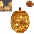 thumbnail image 1 of Glass Pumpkin Light with Timer – Halloween Pumpkin Decorations, Fall Harvest Centerpiece, Thanksgiving Table Decor, Battery Operated Light-Up Pumpkin for Indoor Home & Fireplace Display 8.6" Gold, 1 of 6