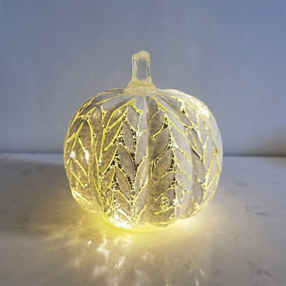 Glass Pumpkin Light With Lights Inside Battery Operated Led Pumpkin Light For Halloween Fall Decoration Thanksgiving Decor Xmas