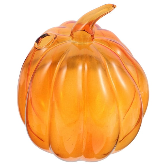Supvox Clear Glass Pumpkin Vase, Orange Decorative Flower Bottle for Home