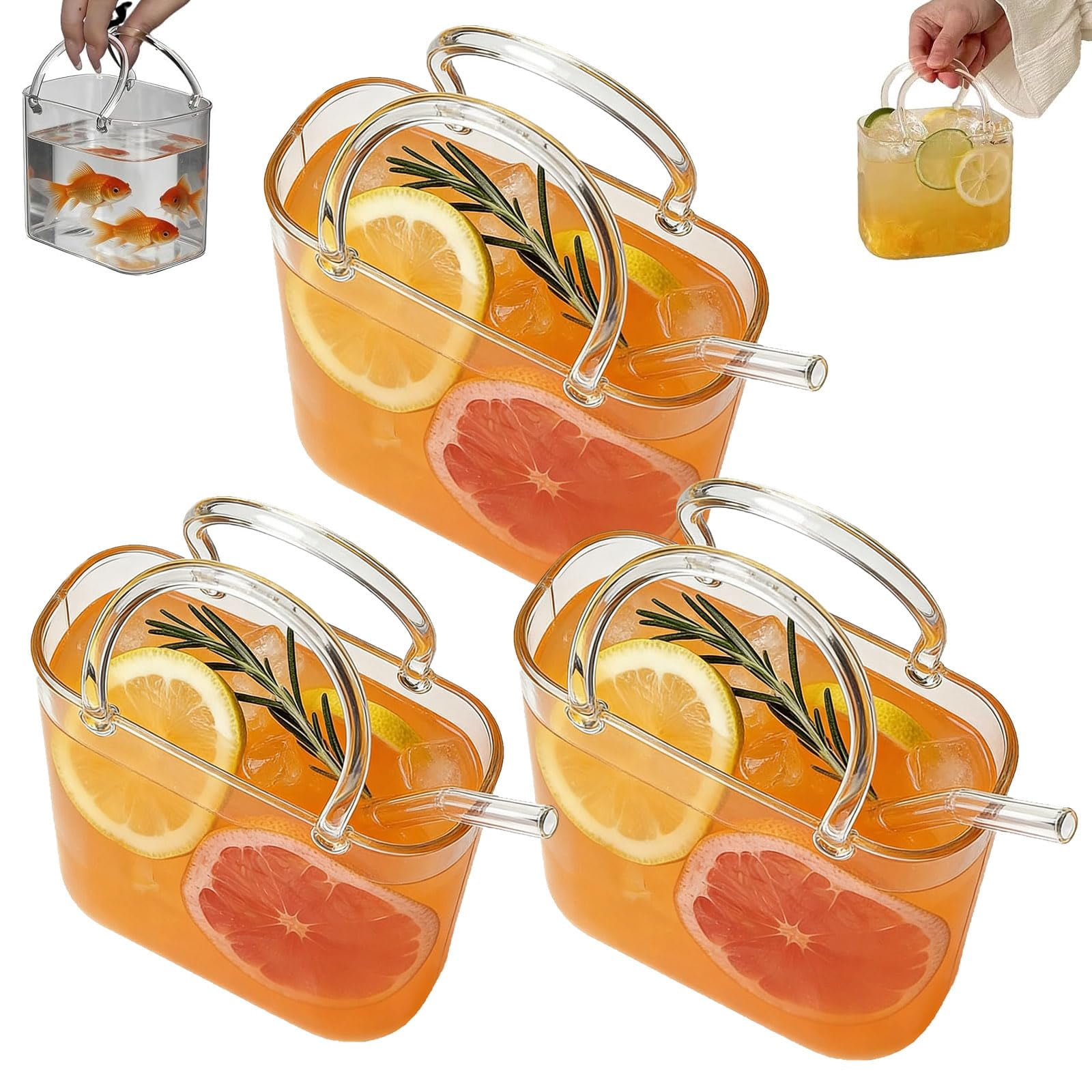 Glass Purse for Drinks - 26oz Unique Handbag-Shaped Wine Glass, Creative Cocktail Cup & Flower Vase, Fun Party Gift for Women (Clear)