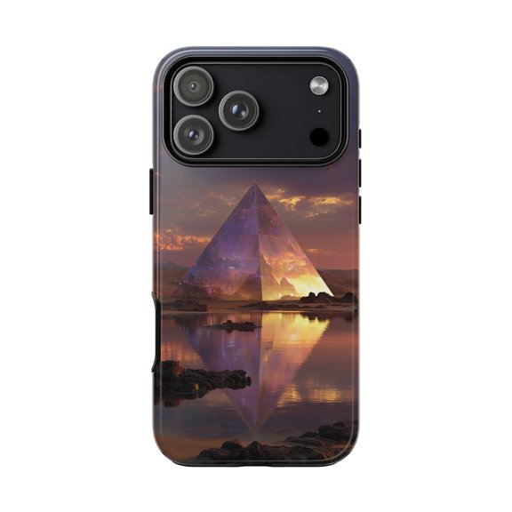 Glass Pyramid Desert Purple Gold Case with iPhone 17 to 11 Pro Max GH0547