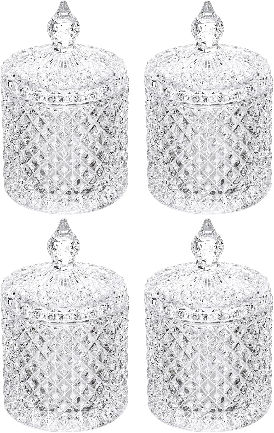 Glass Qtip Holder, 4 Pcs Thick Glass Jars with Lid Cute Qtip Dispenser ...