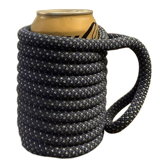 & Glass Rack Display Handmade Recycled Rope Can Cozy with Non- Insulation and Handle for Beverage Cans and Drinks Fixture