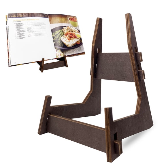 & Glass Racks Femicgal Cookbook Stand For Kitchen Counter – Adjustable Recipe Book Holder for Cookbook Display and Convenient Reading, 14cmx13cmx18cm, Brown