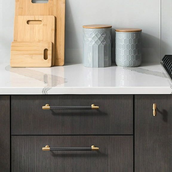& Glass Racks Stylish Black and Champagne Bronze Cabinet Pulls Knurled 5 Inch Hole Centers Kitchen Cabinet Handles Drawer Pulls Cabinet Hardware for Décor