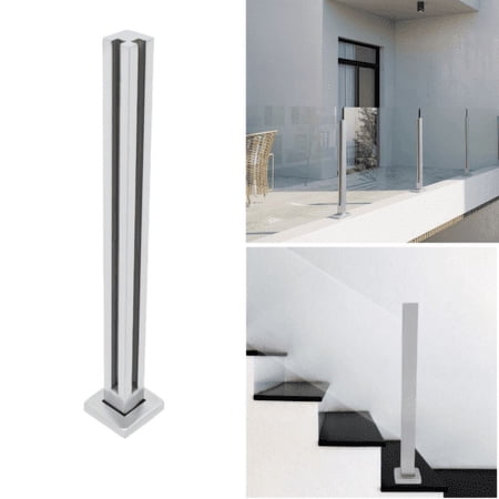 Glass Railing Corner Post, 304 Stainless Balustrade for Balcony Deck 35.8”/91cm
