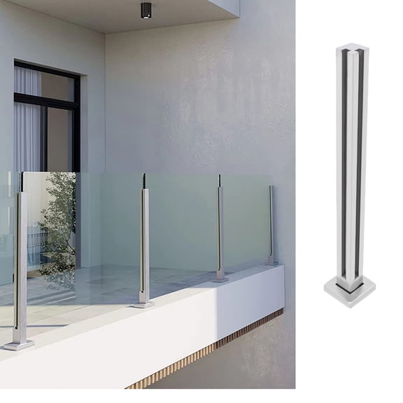 Glass Railing Corner Post Stainless Steel Balustrade for Balcony Deck 35.8Inch