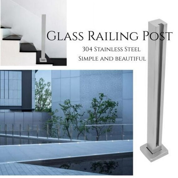 Glass Railing End Post,Balustrade for Balcony Deck Stairs Without Glass Drilling