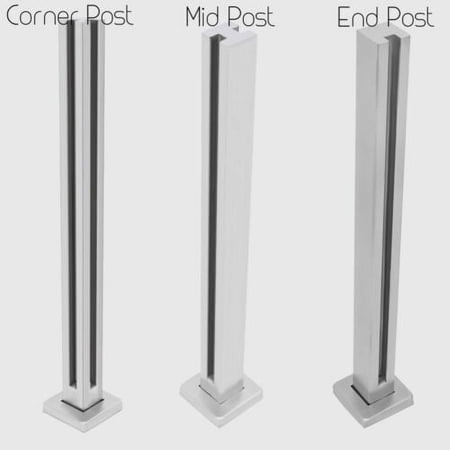 Glass Railing Post, 304 Stainless Corner Post 35.8” Cannot Add Handrail Version