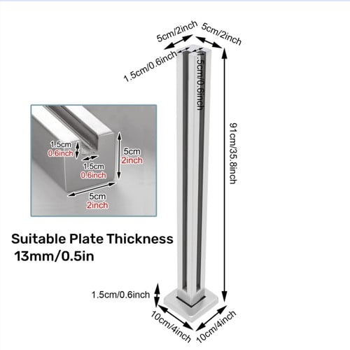 Glass Railing Post, 304 Stainless Corner Post 35.8 Cannot Add Handrail Version