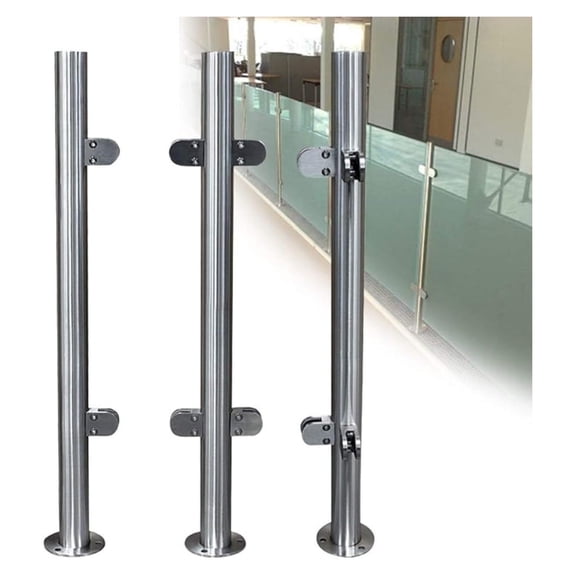 Glass Railing Post Glass Balustrade Railing Post 304 Stainless Steel Railing Fence Pole Handrail Garden Fencing 90-110CM (43" Corner Post)