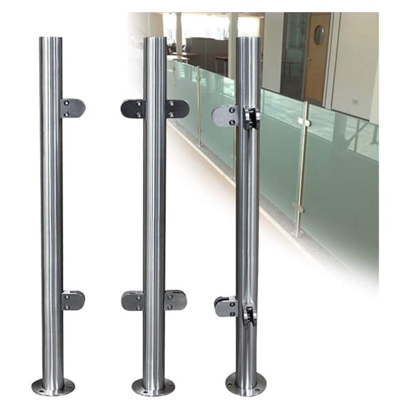 Glass Railing Post Glass Balustrade Railing Post 304 Stainless Steel Railing Fence Pole Handrail Garden Fencing 90-110CM (43" Corner Post)