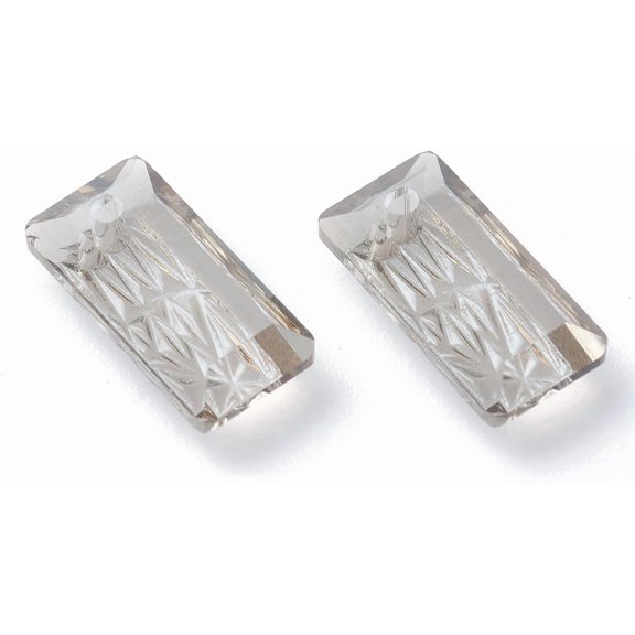 Glass Rectangle Pendant Ornament Embossed Glass Rhinestone Pendants for Women DIY Necklace Bracelet Earring Jewelry Craft Making