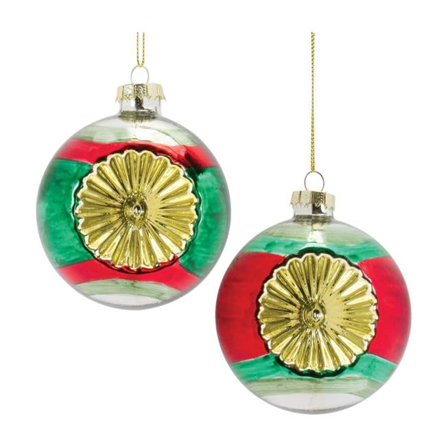 Festive Red and Green Glass Ball Ornaments Set