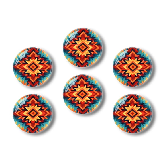 Glass Refrigerator Magnet 6Pcs Magnetic Fridge Sticker,Decor for Kitchen,Whiteboard,Cabinet,Artistic Pattern Inspired By Native American Tribal Patterns