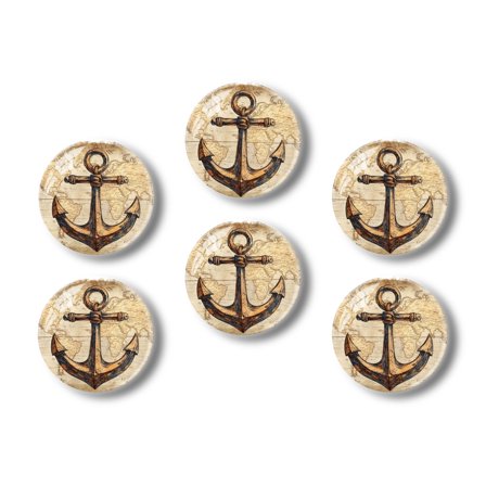 Glass Refrigerator Magnet 6Pcs Magnetic Fridge Sticker,Decor for Kitchen,Whiteboard,Cabinet,Anchor On The Background Of Map