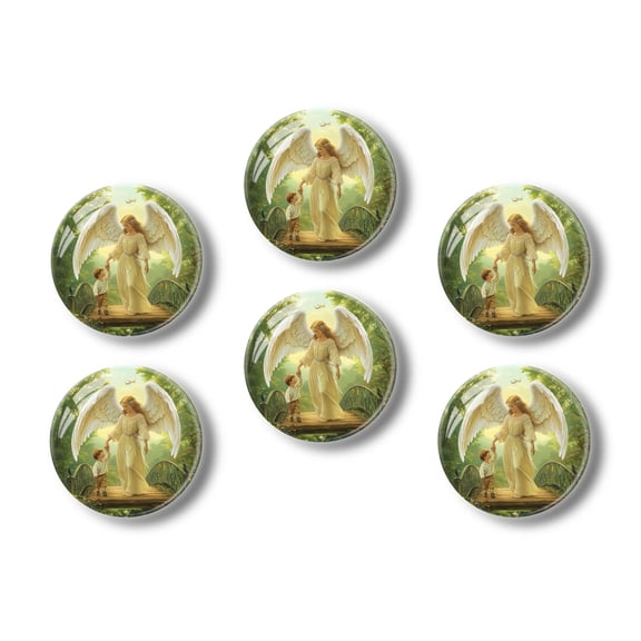 Glass Refrigerator Magnet 6Pcs Magnetic Fridge Sticker,Decor for Kitchen,Whiteboard,Cabinet,Angel Holds Children'S Hands