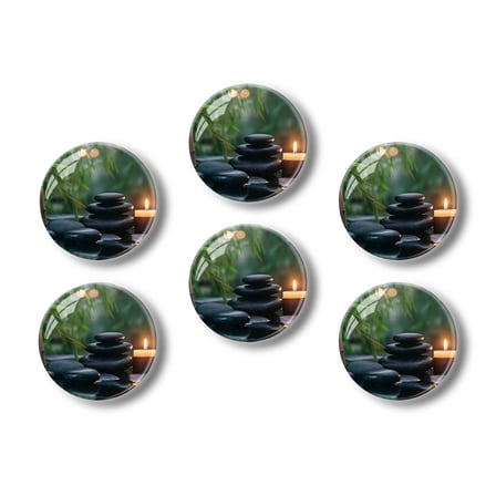 Glass Refrigerator Magnet 6Pcs Magnetic Fridge Sticker,Decor for Kitchen,Whiteboard,Cabinet,Arafed Candles Lit On Pond With Rocks And Bamboos