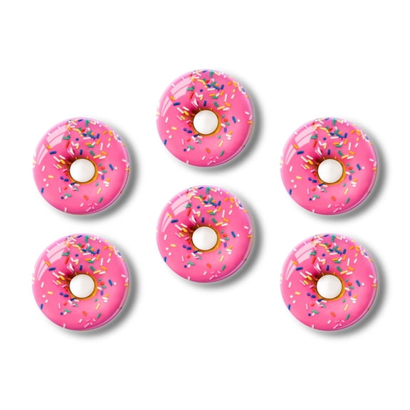 Glass Refrigerator Magnet 6Pcs Magnetic Fridge Sticker,Decor for Kitchen,Whiteboard,Cabinet,Araffe Donut With Pink Frosting And Sprinkles