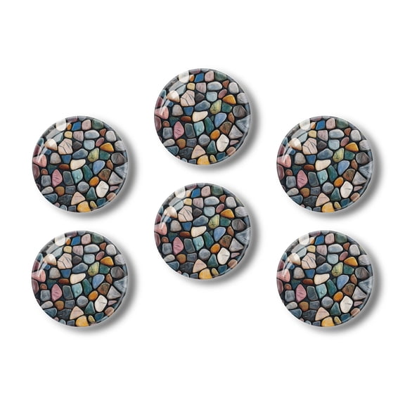 Glass Refrigerator Magnet 6Pcs Magnetic Fridge Sticker,Decor for Kitchen,Whiteboard,Cabinet,Artistic Pebble Arrangement