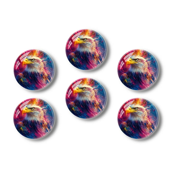 Glass Refrigerator Magnet 6Pcs Magnetic Fridge Sticker,Decor for Kitchen,Whiteboard,Cabinet,Bald Eagle In Burst Of Explosive Colors