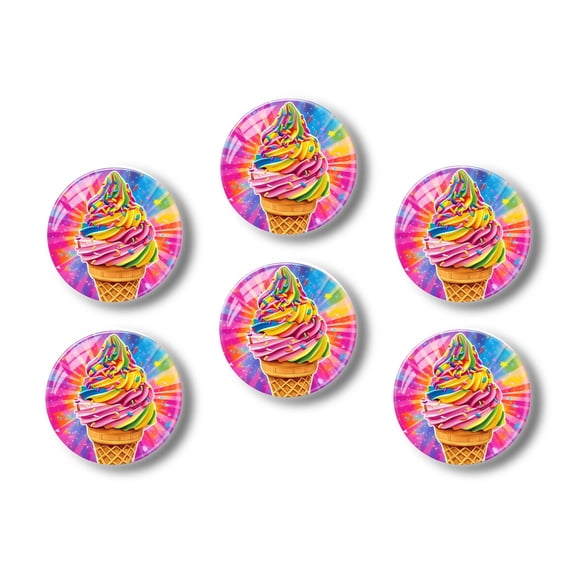 Glass Refrigerator Magnet 6Pcs Magnetic Fridge Sticker,Decor for Kitchen,Whiteboard,Cabinet,Colorful Ice Cream Cone Design In The Style Of Pop Art