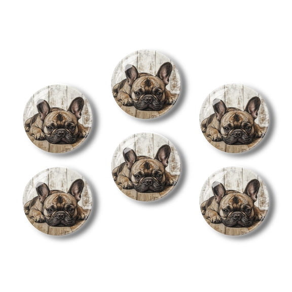 Glass Refrigerator Magnet 6Pcs Magnetic Fridge Sticker,Decor for Kitchen,Whiteboard,Cabinet,Cute French Bulldog Dog Lying On The Floor