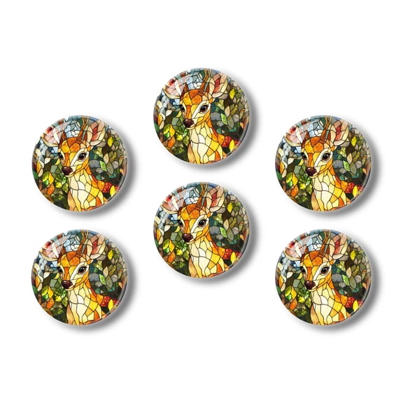 Glass Refrigerator Magnet 6Pcs Magnetic Fridge Sticker,Decor for Kitchen,Whiteboard,Cabinet,Cute Print Of Cute Deer