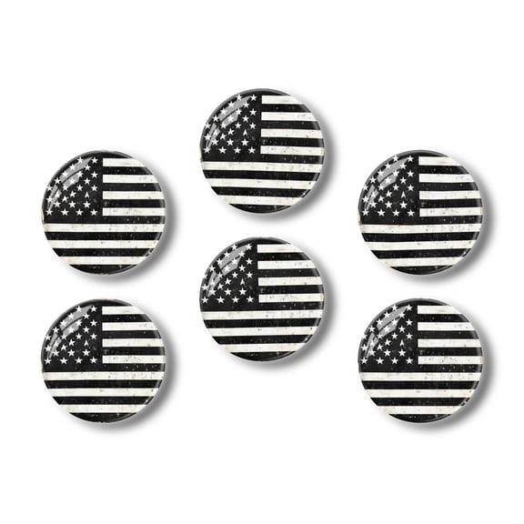 Glass Refrigerator Magnet 6Pcs Magnetic Fridge Sticker,Decor for Kitchen,Whiteboard,Cabinet,Edgy Grunge Usa American Flag In White Black Style